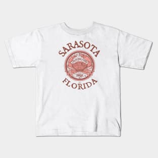 Sarasota, Florida, with Stone Crab on Wind Rose Kids T-Shirt